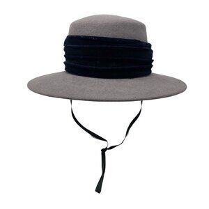 VTG Gwenn Pennington Michael Howard 100% Wool Gray Hat Fancy Chin Strap‎ Winter